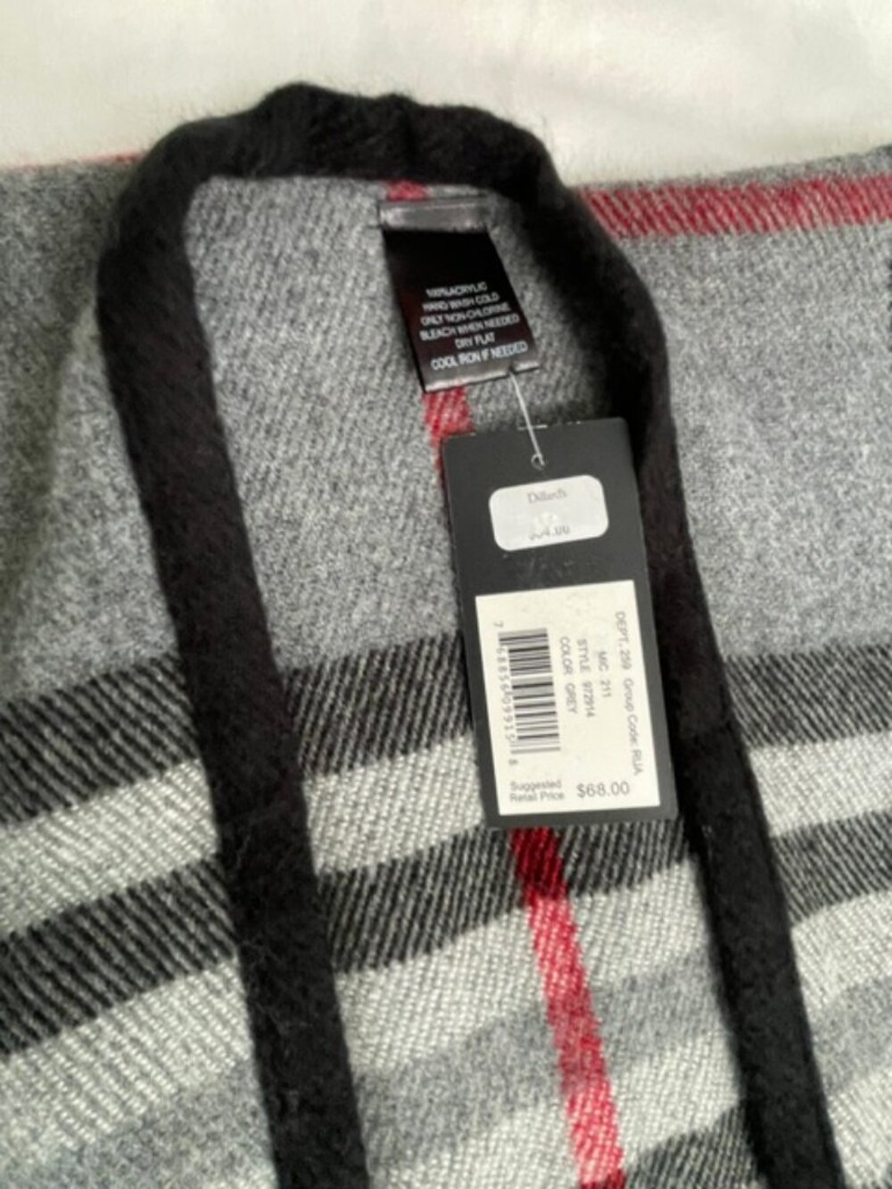 Fraas Women's Plaid Open Poncho Wrap, Gray - Picture 3 of 7